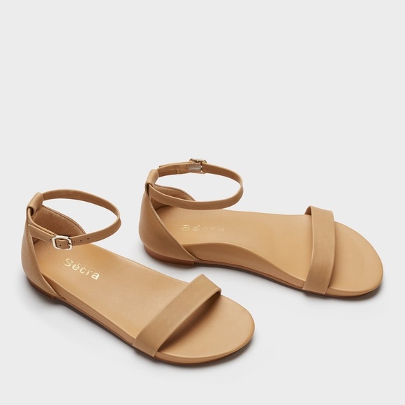 Secra poppy high arch leather sandals in camel tan size 10